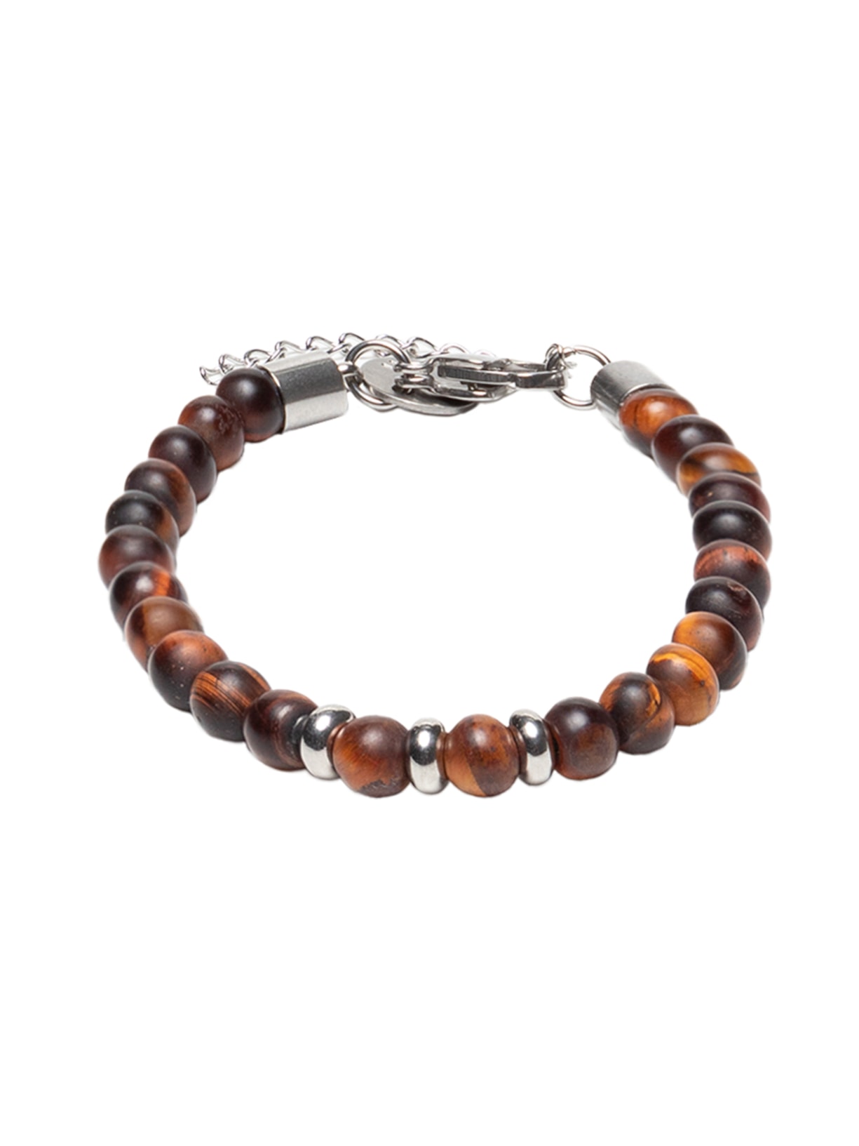 Pulseira Masculina Dan De Pedra Natural Olho De Tigre - Marrom