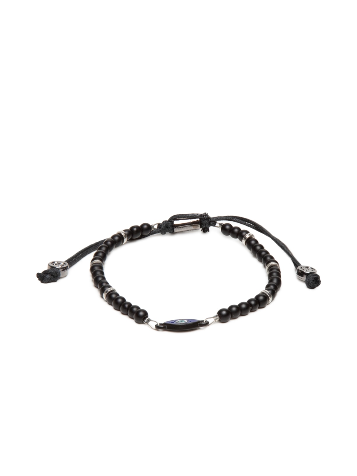 Pulseira Masculina em Pedra Ônix e Olho Grego - Preto