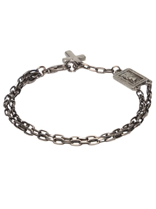 Pulseira Masculina Escapulário - Cinza