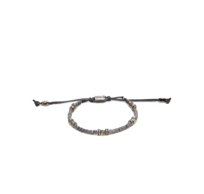 Pulseira Masculina Hematita E Pedra - Cinza