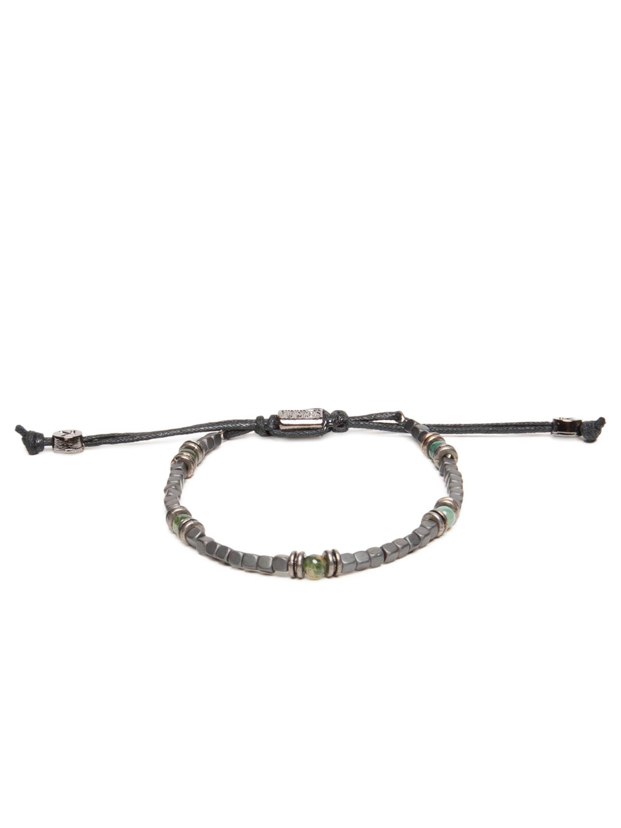 Pulseira Masculina Hematita E Pedra - Cinza