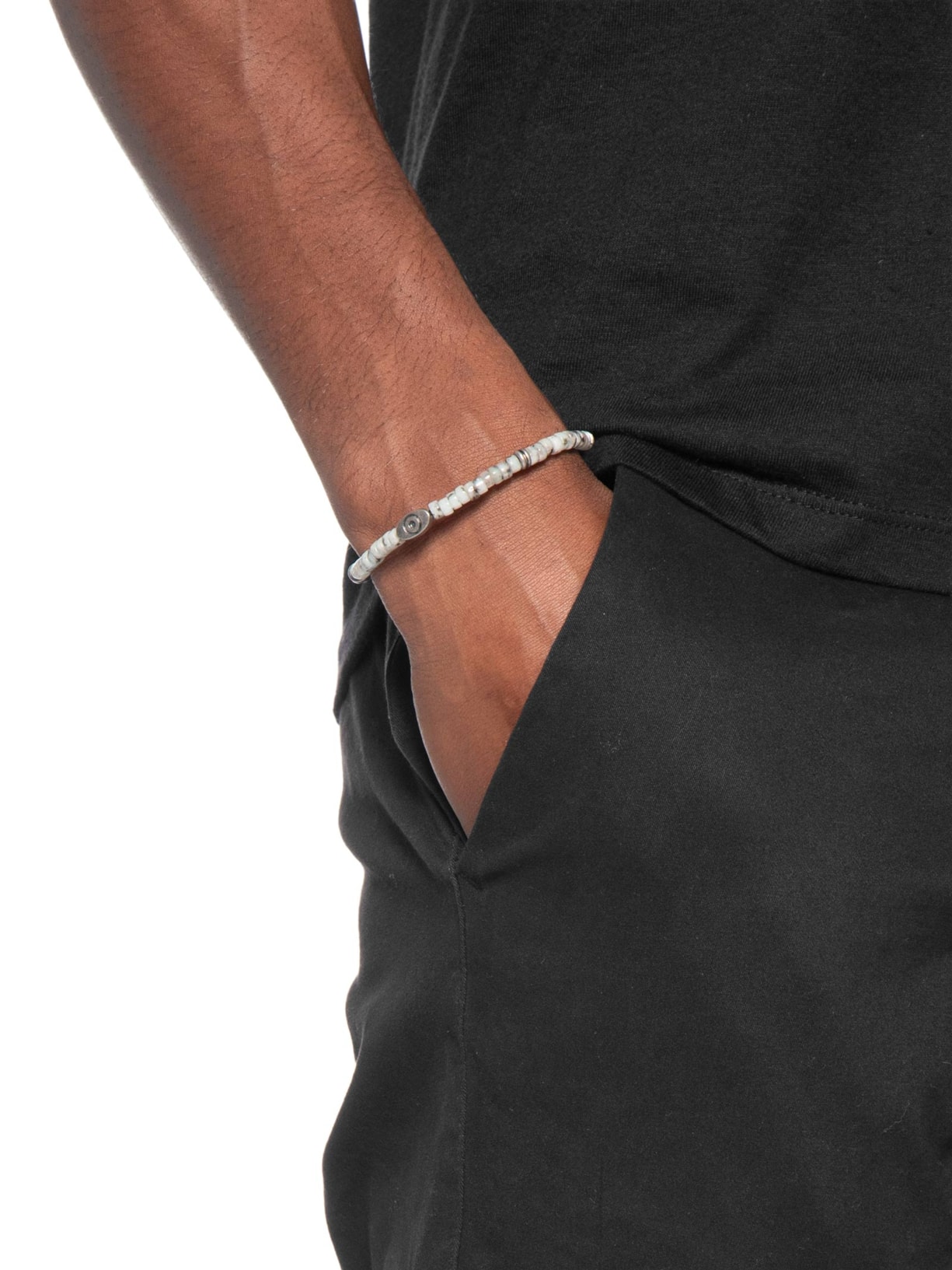 Pulseira Masculina Olho Grego E Pedra Cinza Sergio K