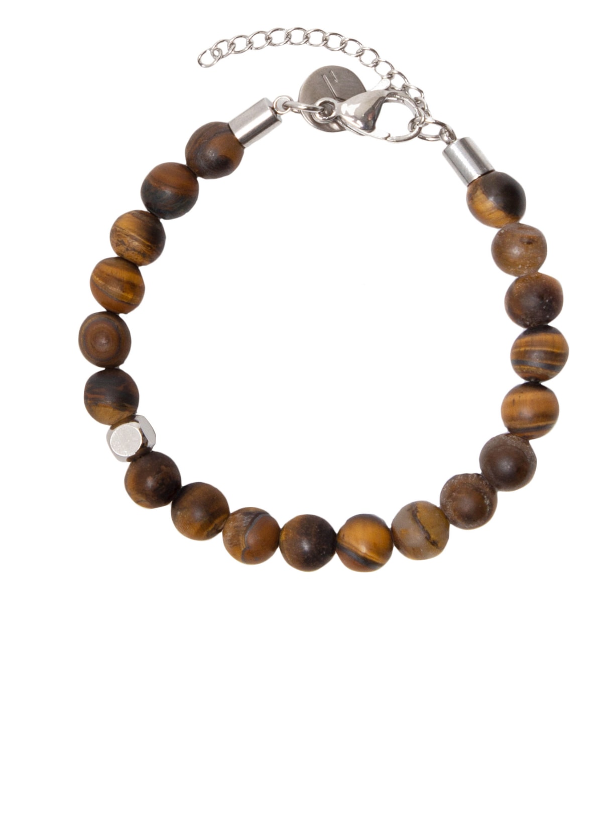 Pulseira Masculina Ortega De Pedra Natural Olho De Tigre - Marrom