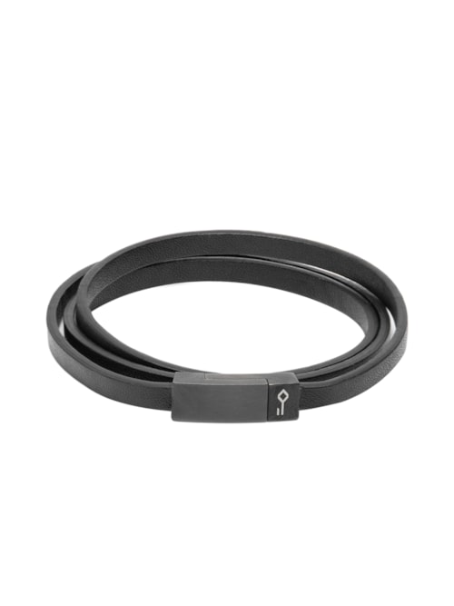 Pulseira Masculina Page de Couro - Preto
