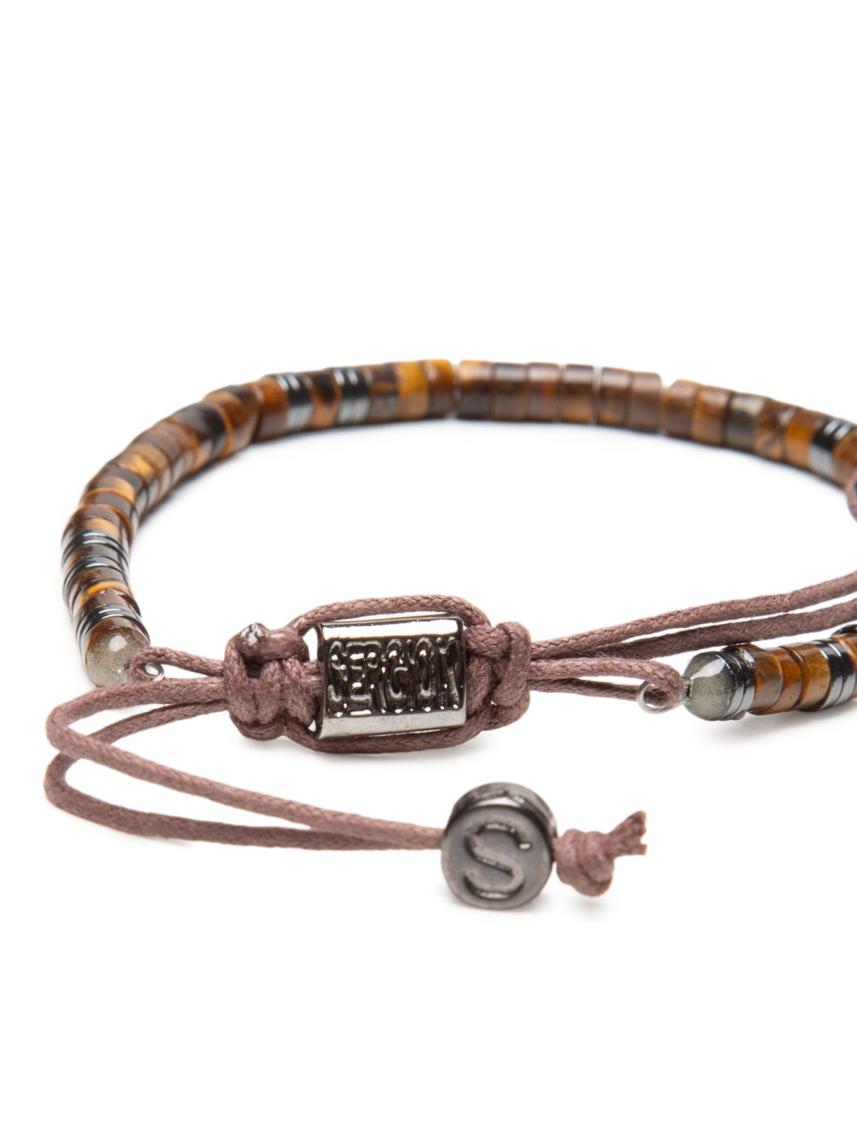 Pulseira Masculina Pedra Olho De Tigre Bege Sergio K