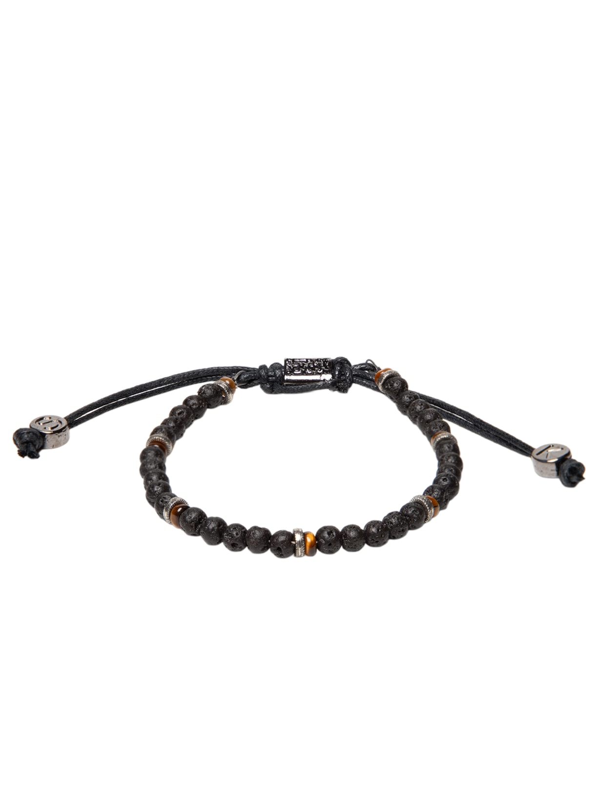 Pulseira Masculina Pedra Vulcânica E Olho De Tigre Preto Sergio K