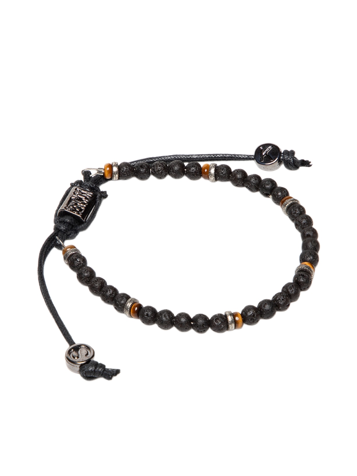 Pulseira Masculina Pedra Vulcânica E Olho De Tigre Preto Sergio K