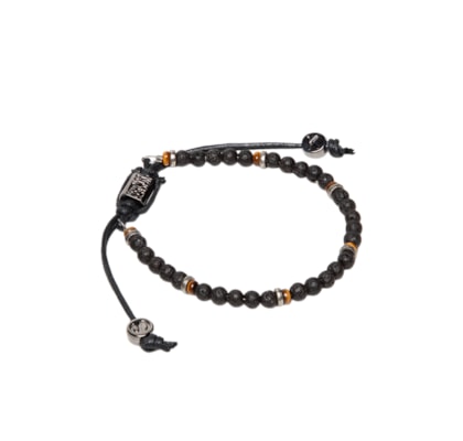 Pulseira Masculina Pedra Vulcânica E Olho De Tigre - Preto