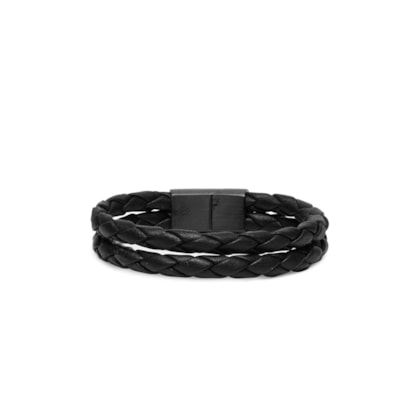 Pulseira Masculina Veyron De Couro - Preto