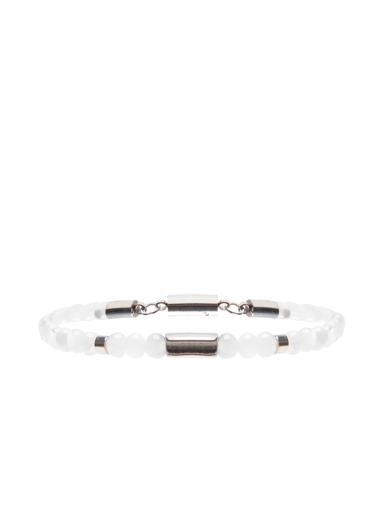 Pulseira Masculina Wade De Pérola Natural E Aço Prata - Off White