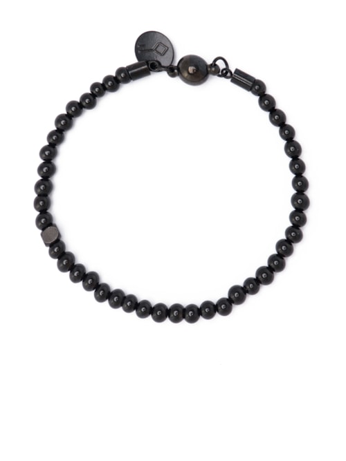 Pulseira Masculina Zeng De Pedra Natural Ágata - Preto