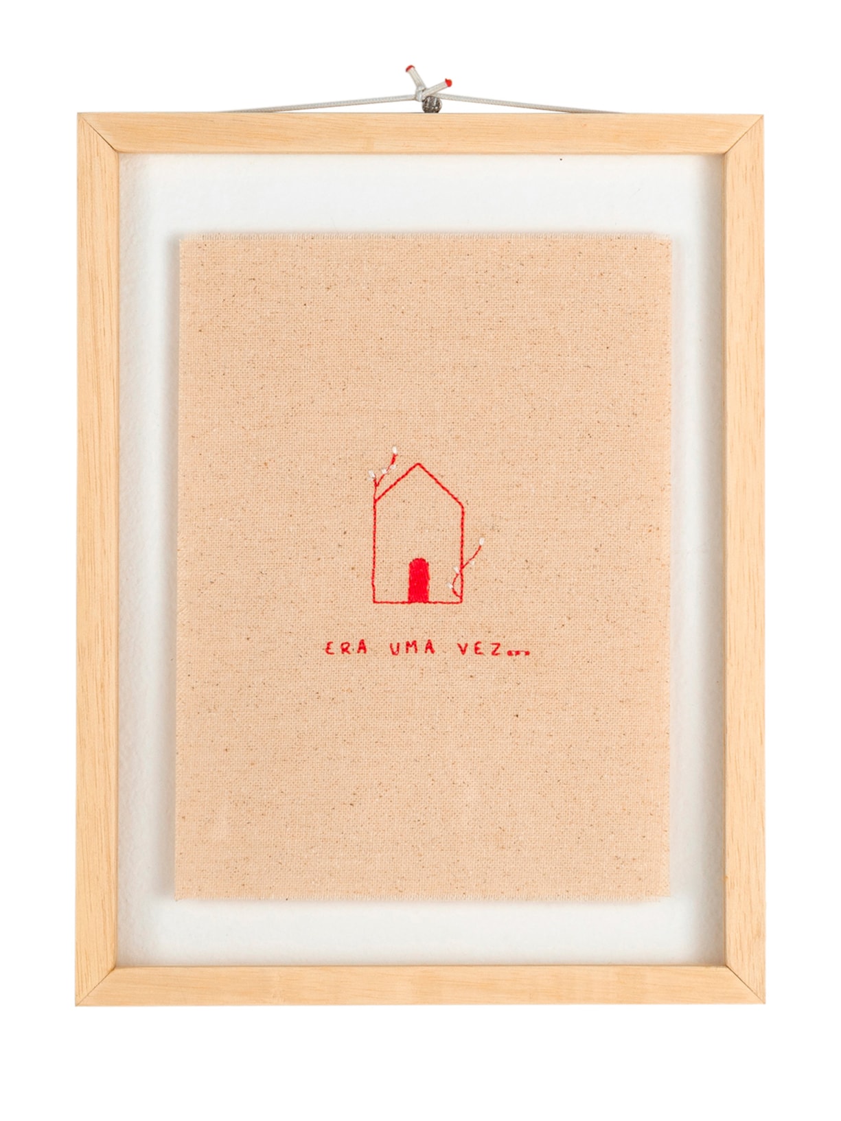 Quadro Duplo Bordado Era Uma Vez - Bege