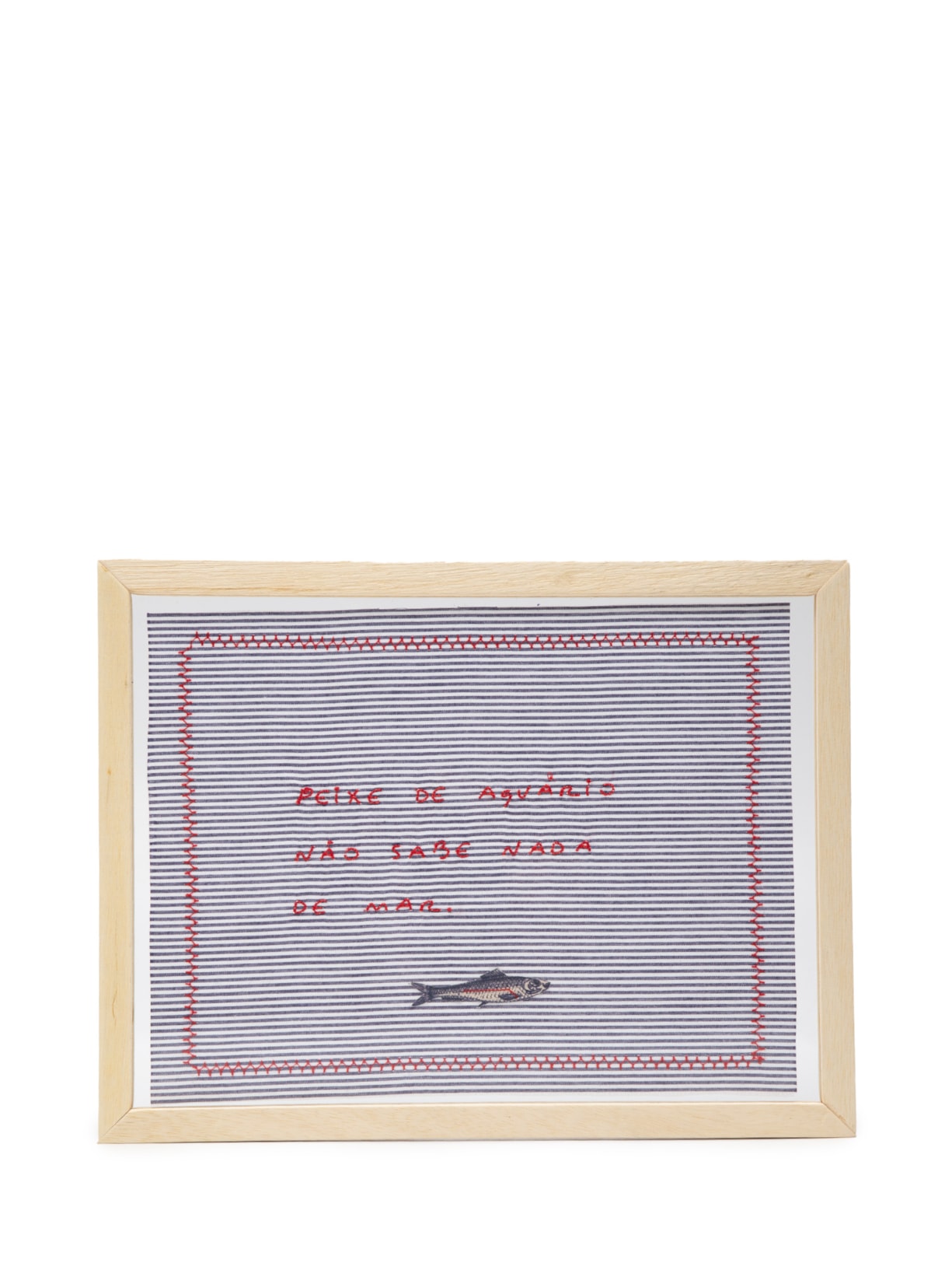 Quadro Duplo Bordado Peixe de Aquário - Bege