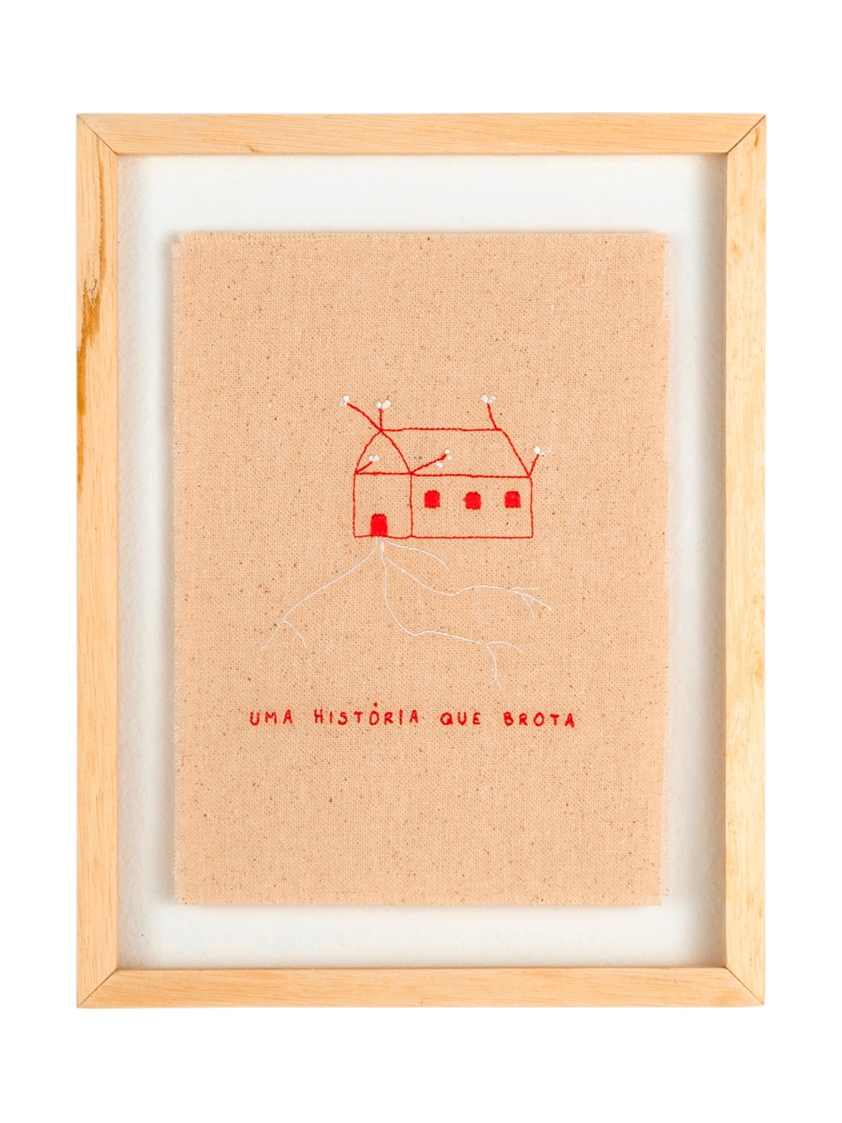 Quadro Duplo Bordado Uma História Que Brota - Bege