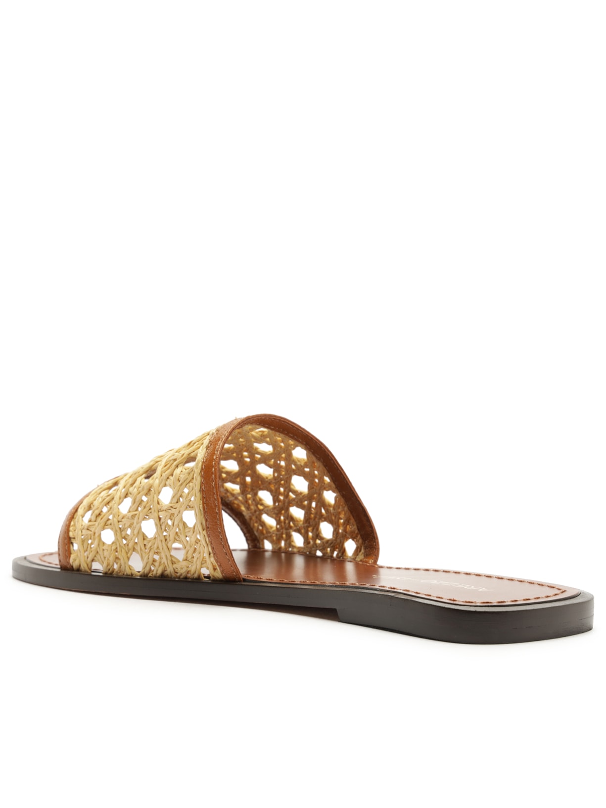 Rasteira Feminina Slide Palha Sextavada Tira Larga Bege Arezzo + Isla