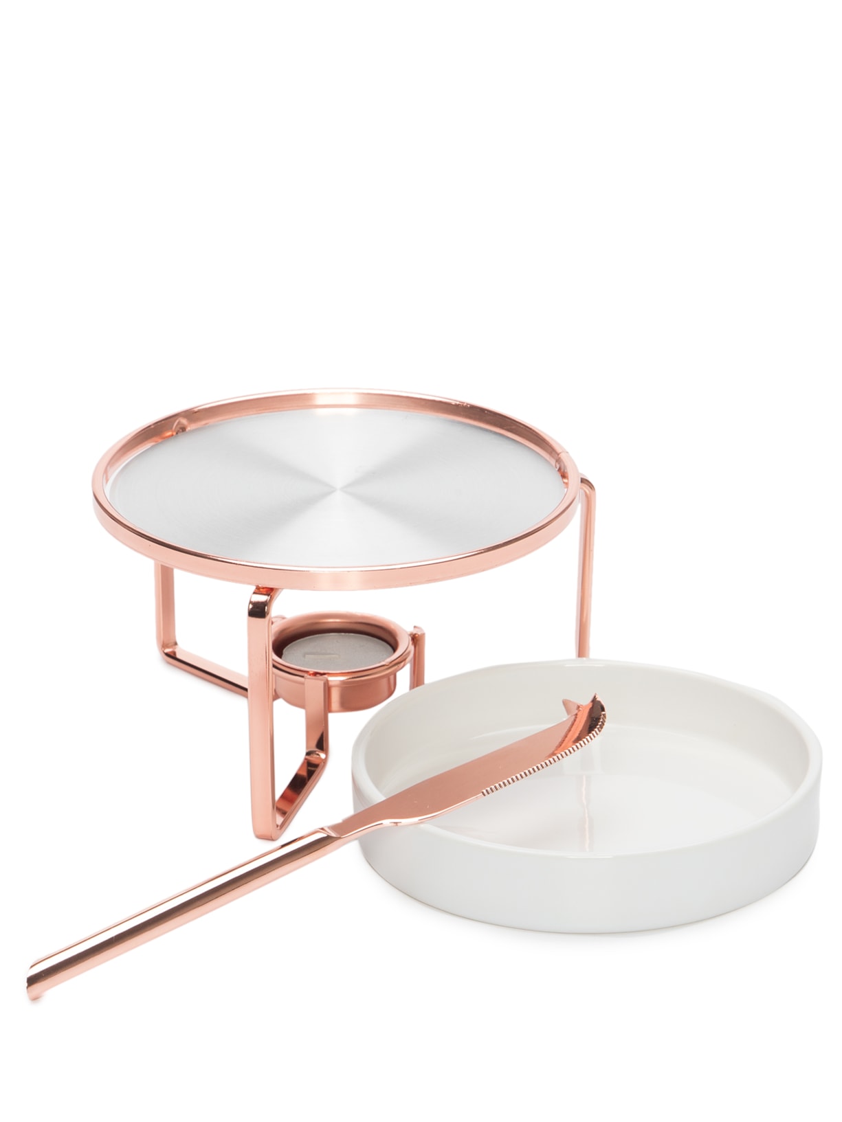 Rechaud Para Queijo Brie Com Faca Em Cerâmica Rosa '2Home