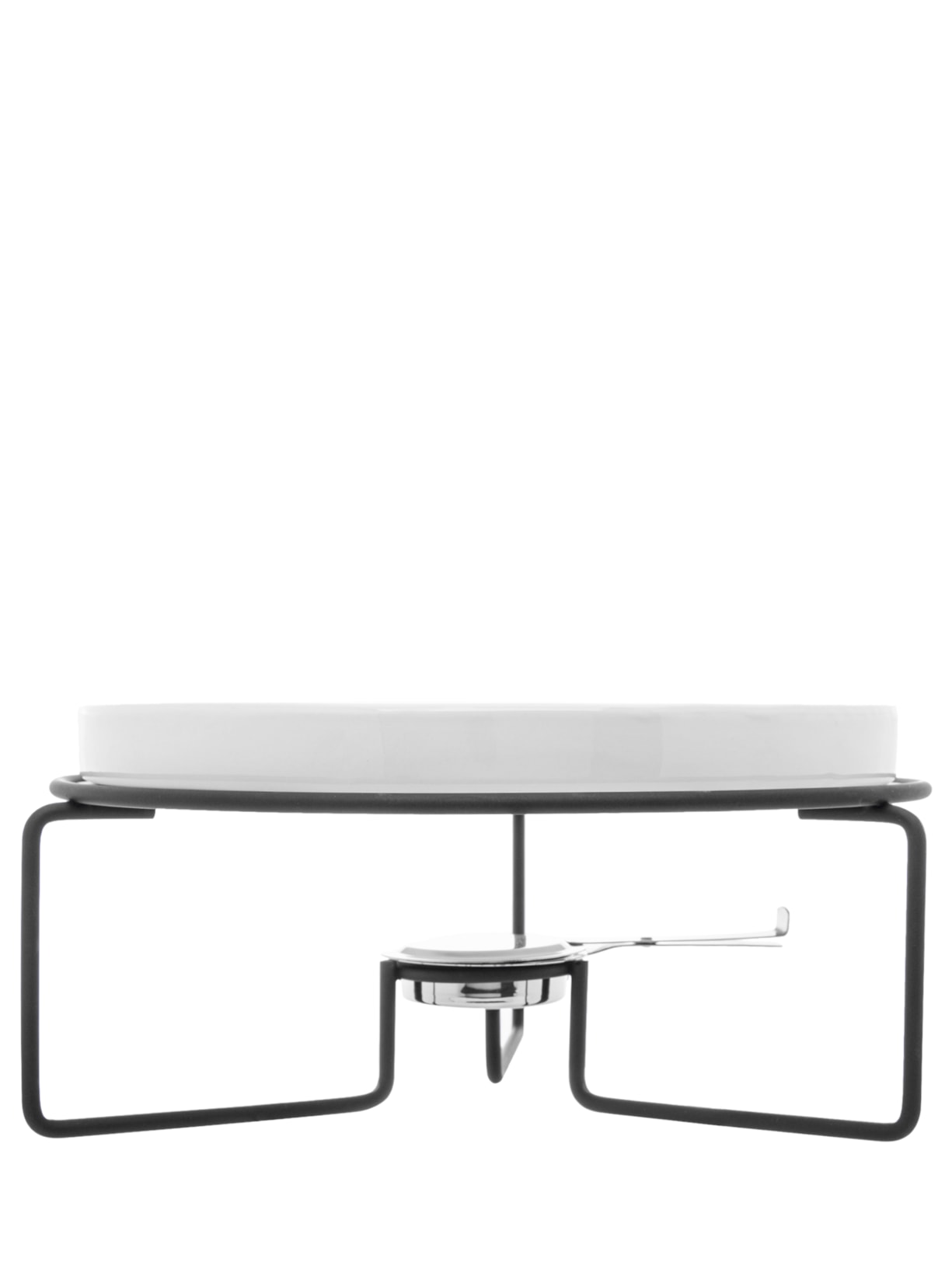 Rechaud Para Queijo Brie De Cerâmica Com Suporte E Faca De Aço Inox - Branco