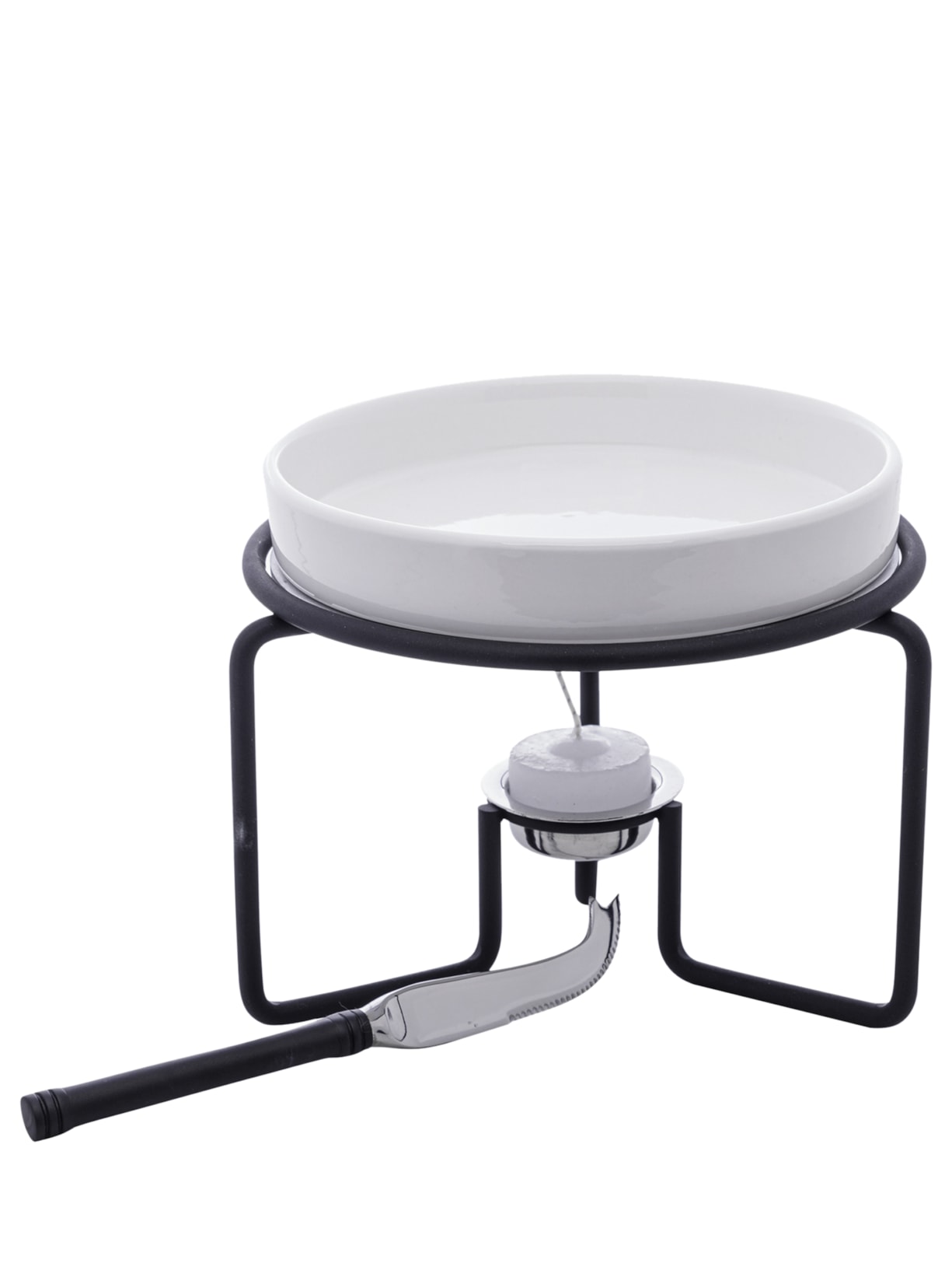 Rechaud Para Queijo Com Faca Brie Em Aço Inox - Preto