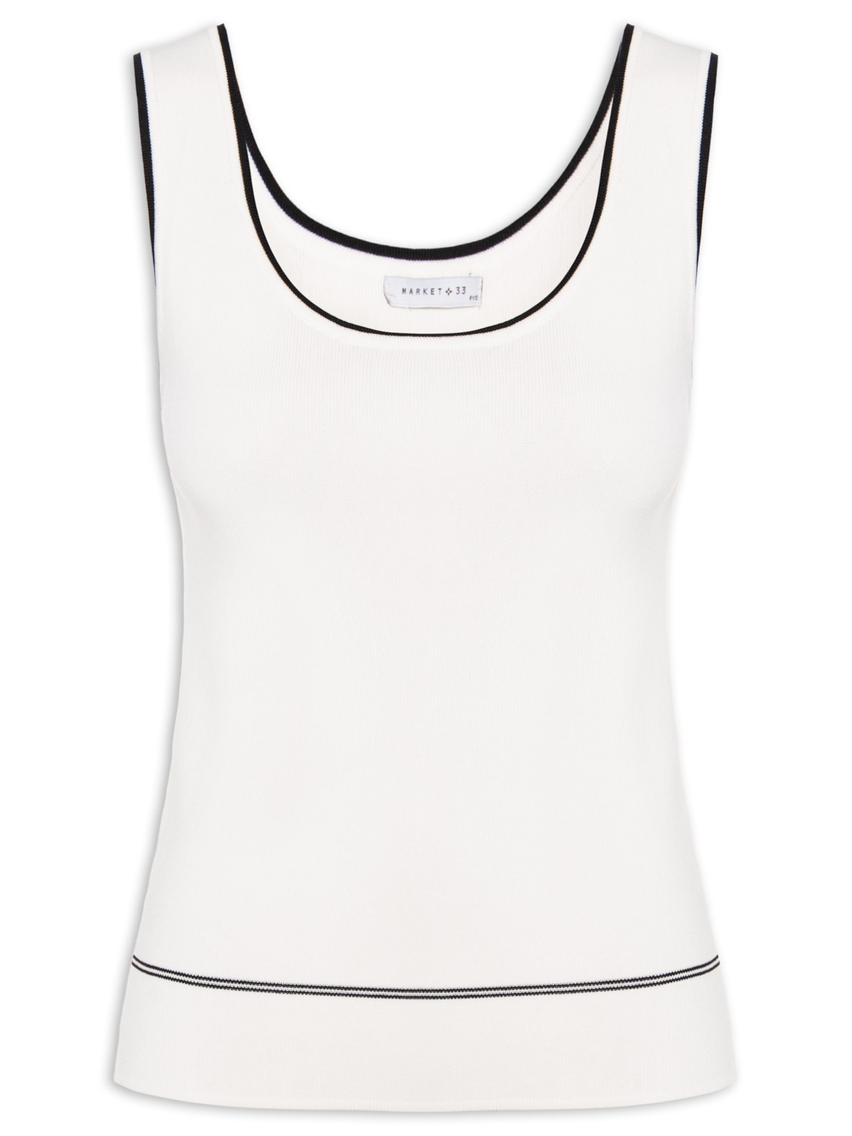 Regata Bicolor Feminina Em Tricot - Off White