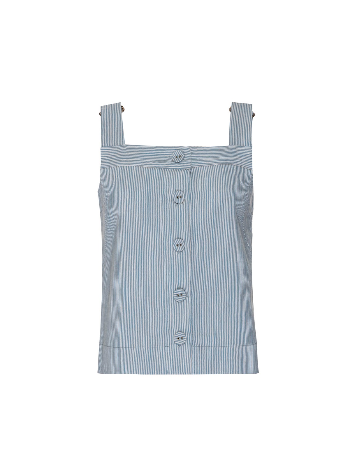 Regata Botões Listras Azul