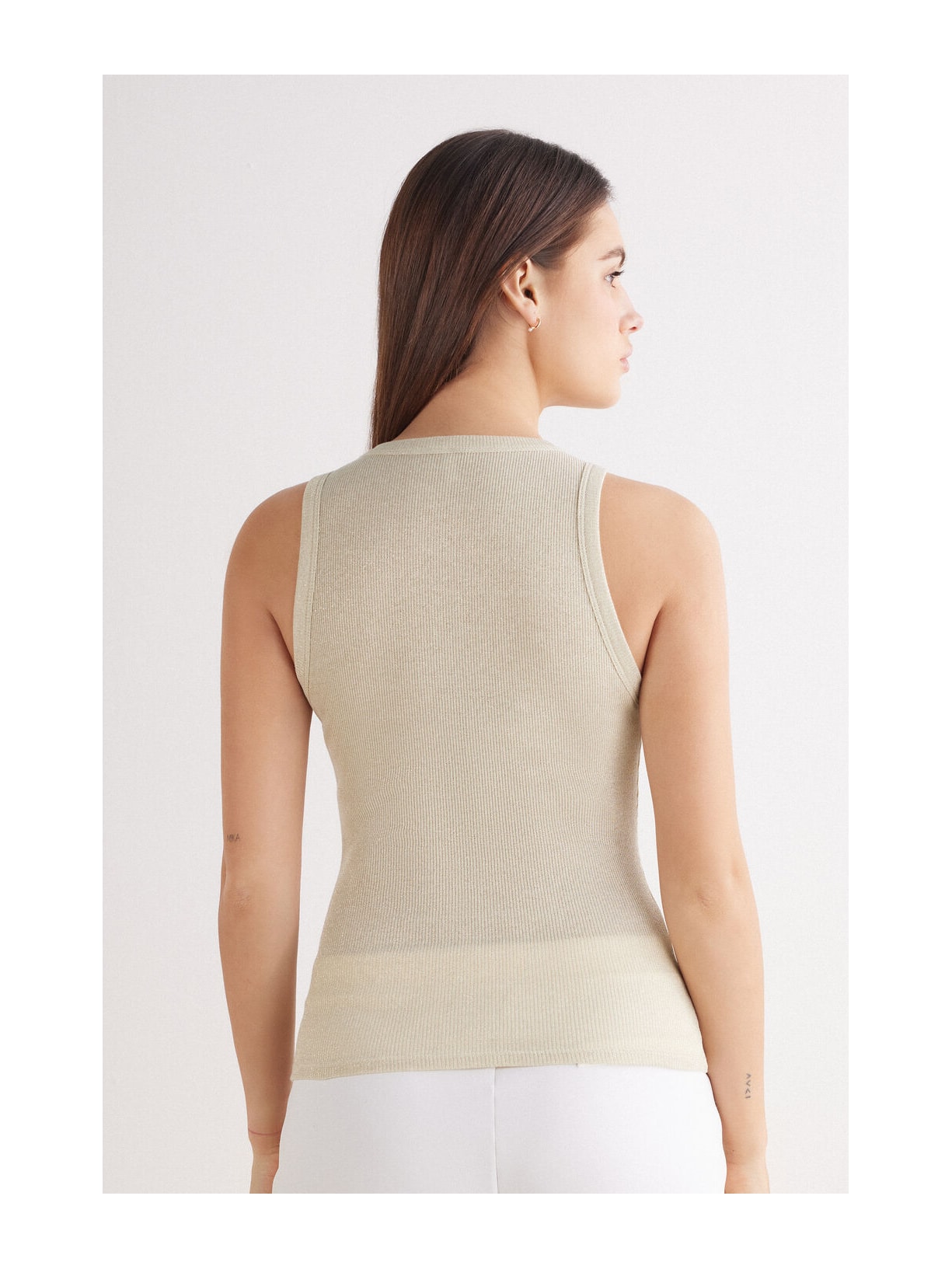 Regata Canelada Em Algodão Lamê Amarelo Intimissimi