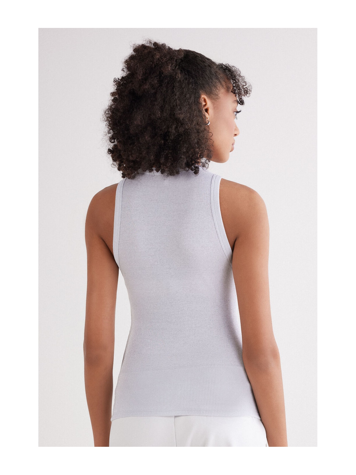 Regata Canelada Em Algodão Lamê Cinza Intimissimi