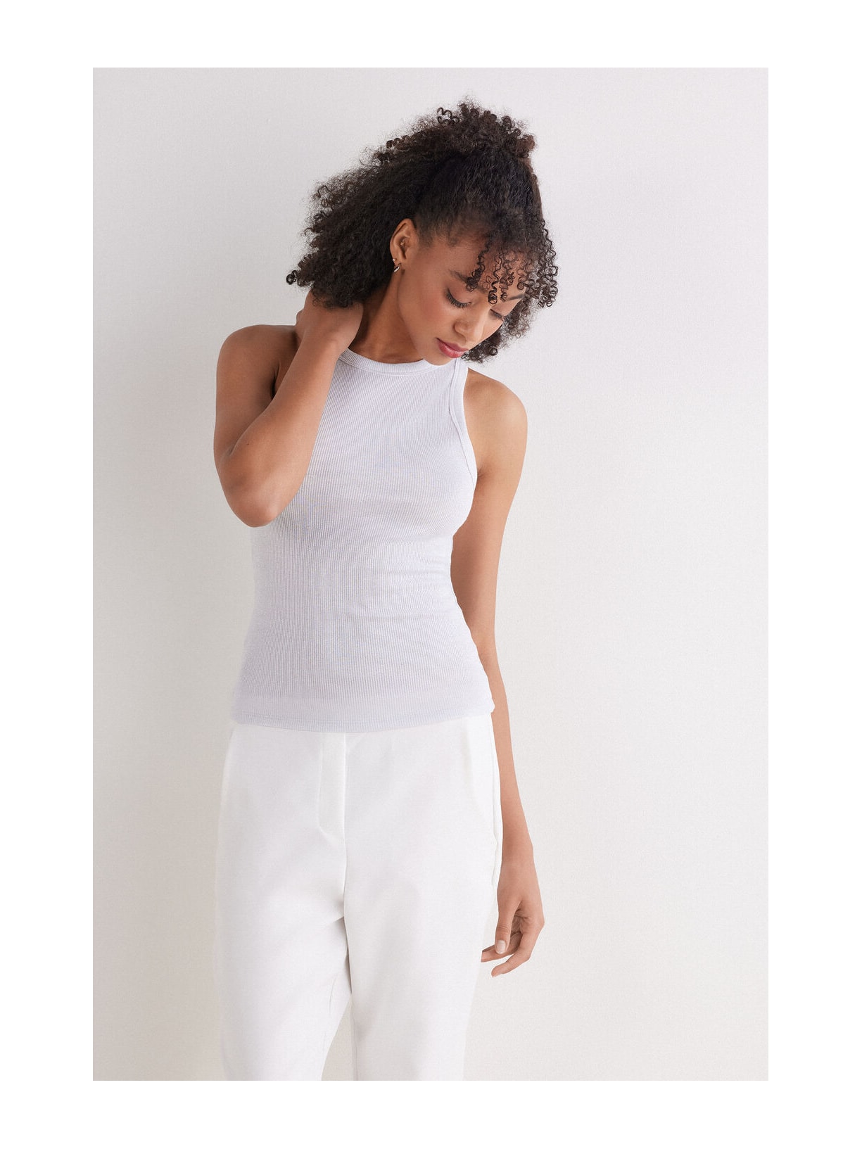 Regata Canelada Em Algodão Lamê Cinza Intimissimi