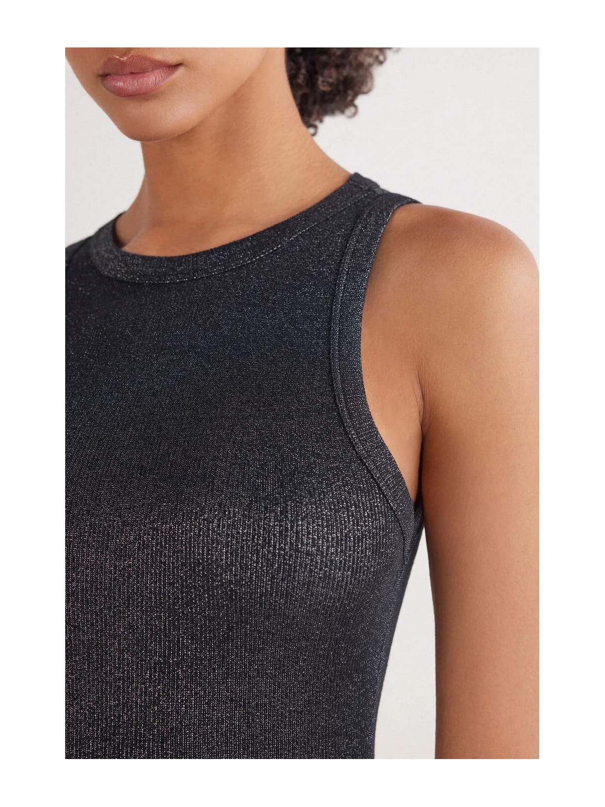 Regata Canelada Em Algodão Lamê Preto Intimissimi