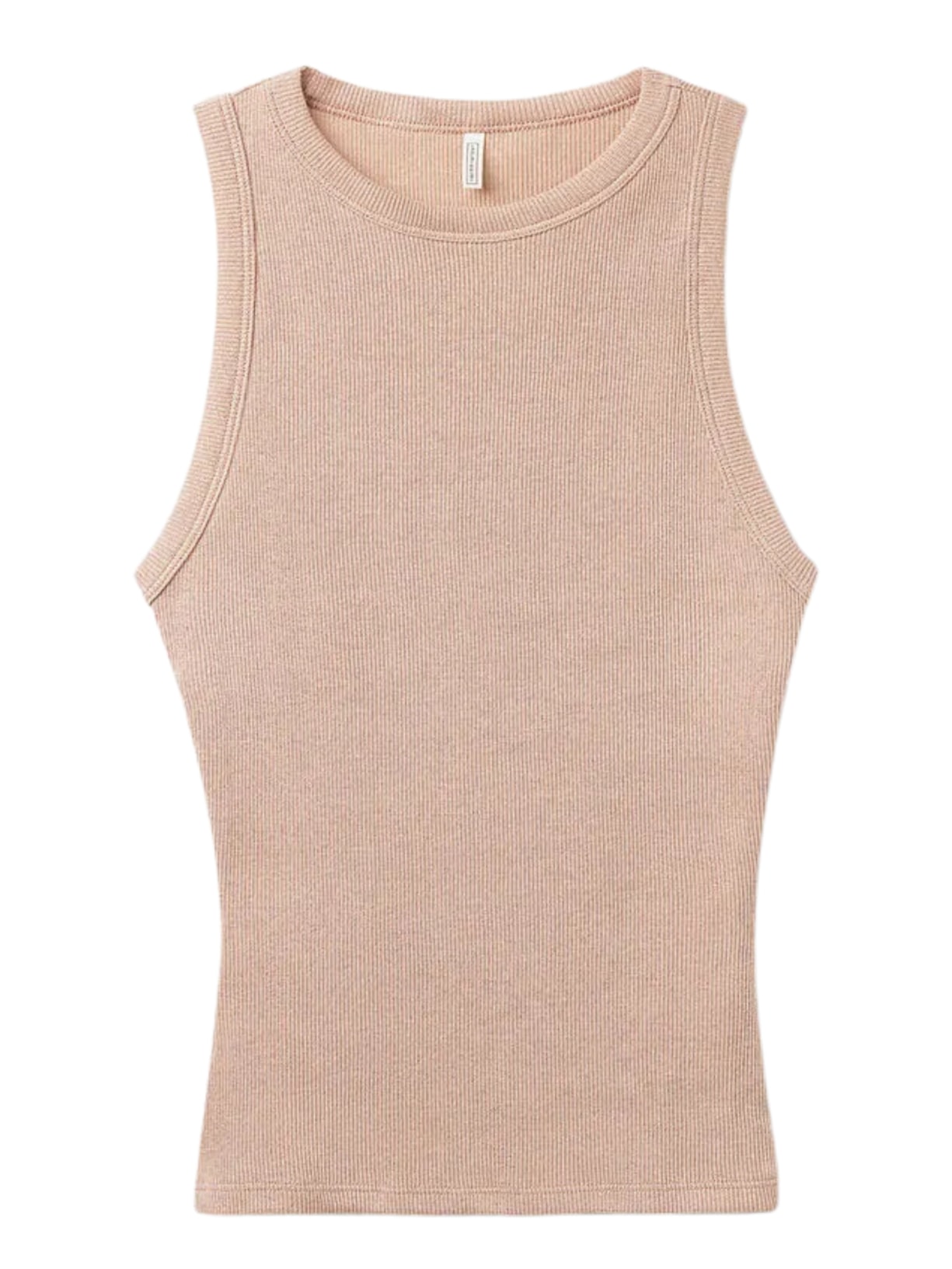 Regata Canelada Em Algodão Lamê - Rosa