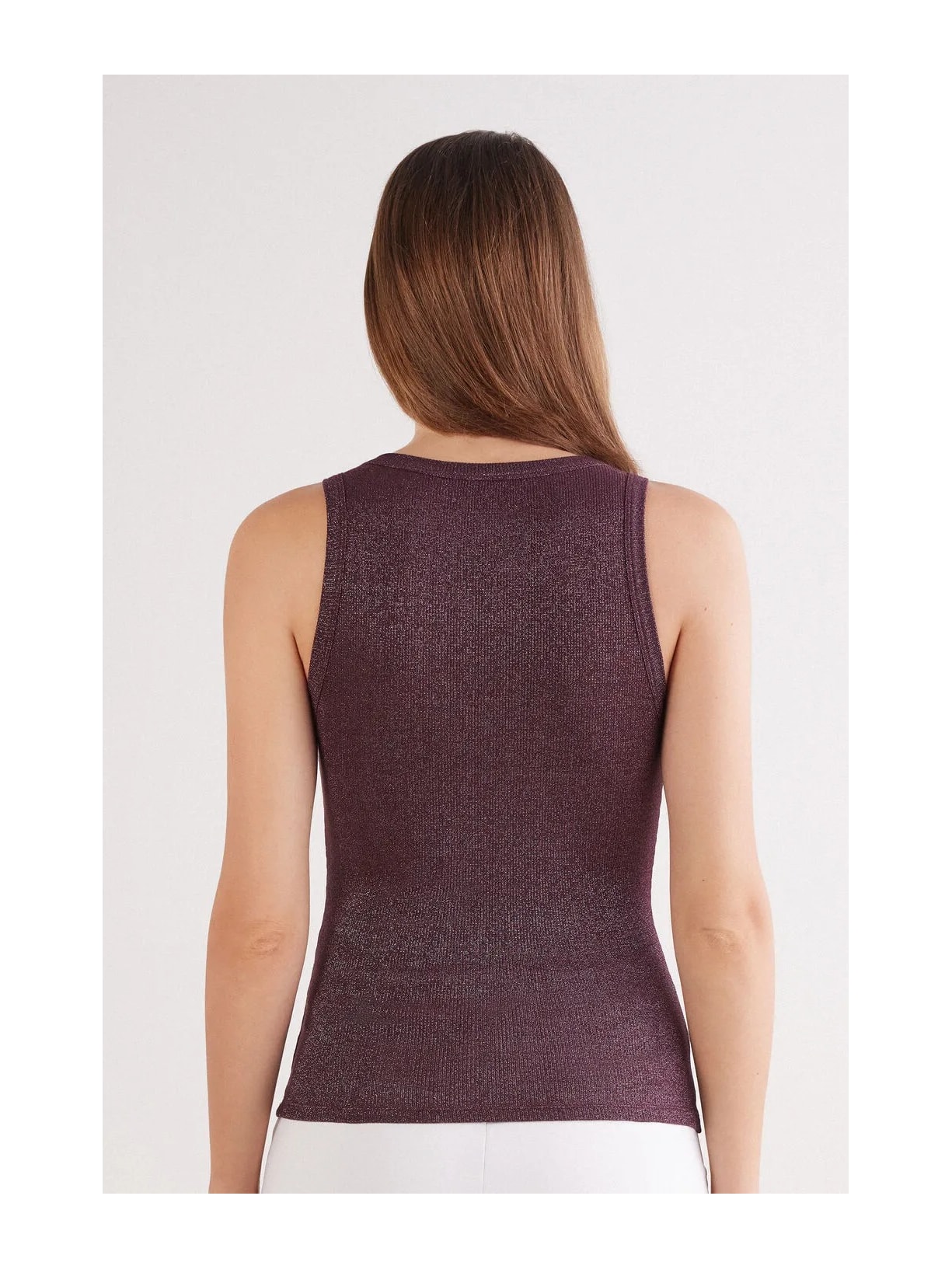 Regata Canelada Em Algodão Lamê Vermelho Intimissimi