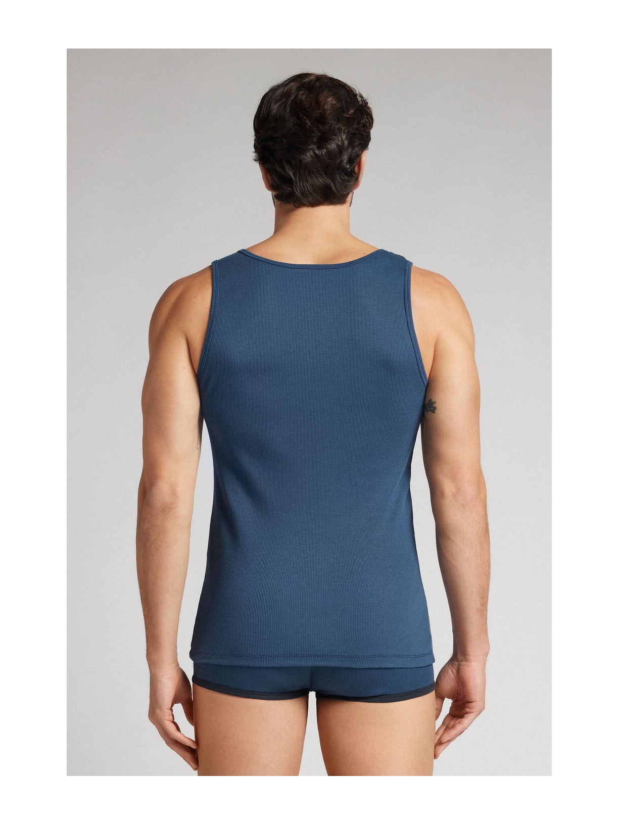 Regata Canelada Em Algodão Supima Azul Intimissimi