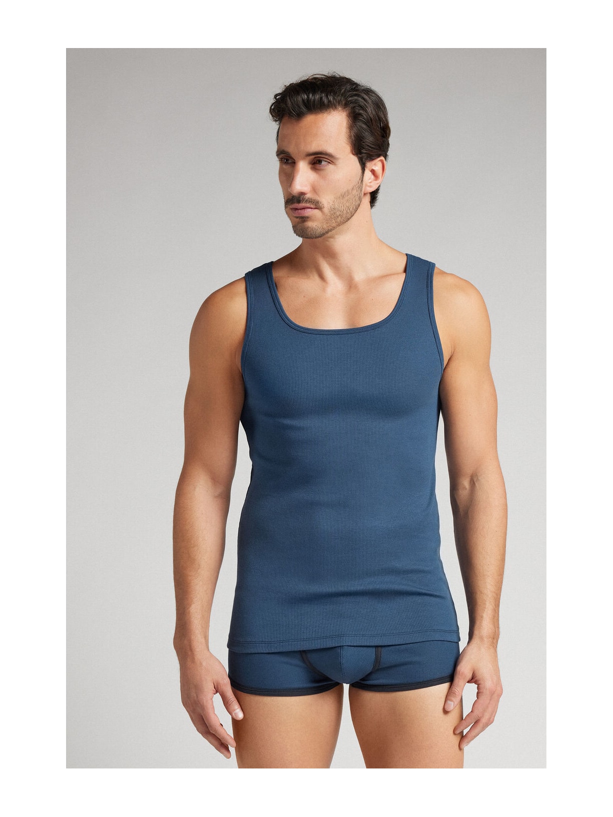 Regata Canelada Em Algodão Supima Azul Intimissimi