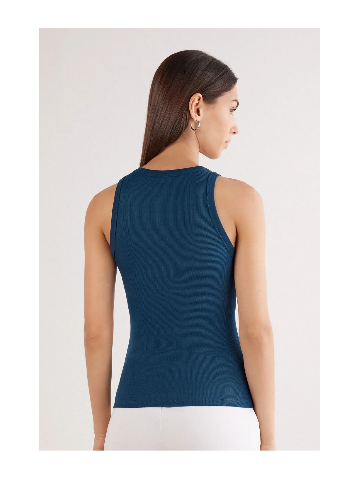 Regata Canelada Em Algodão Supima Azul Intimissimi