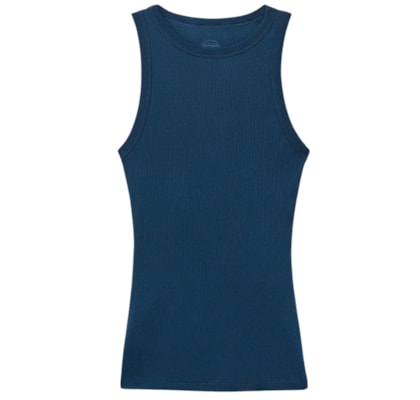 Regata Canelada Em Algodão Supima - Azul