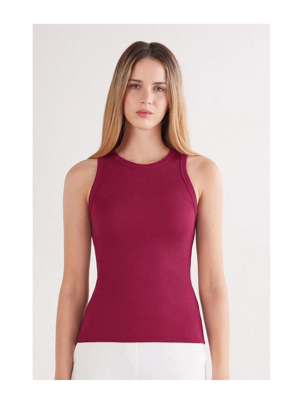 Regata Canelada Em Algodão Supima Bordô Intimissimi