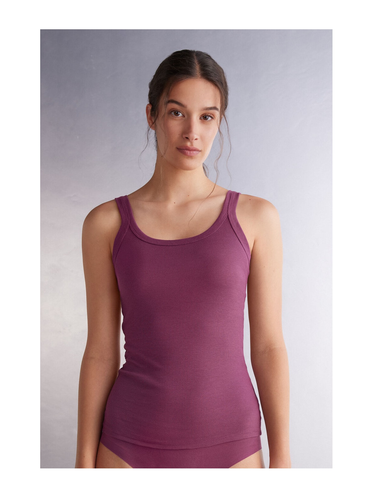 Regata Canelada Em Algodão Supima Roxo Intimissimi