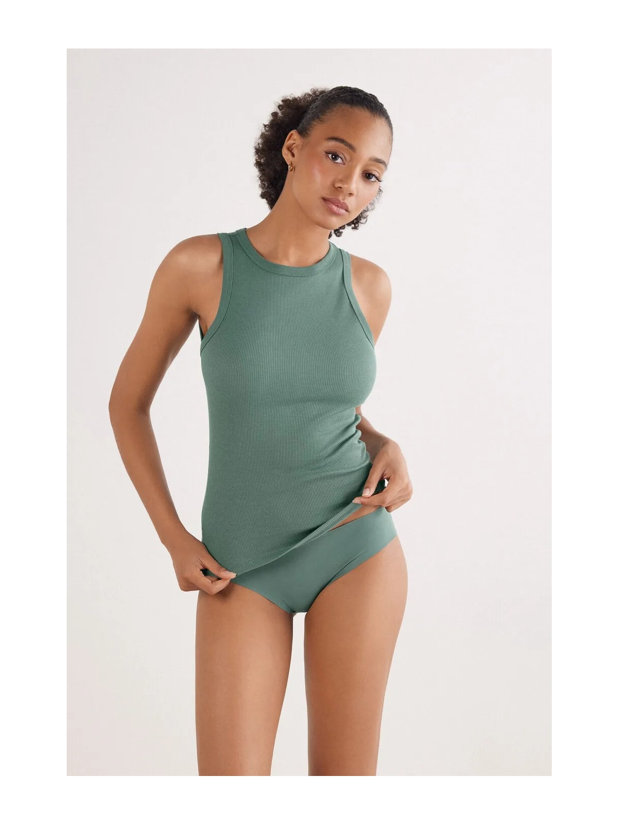 Regata Canelada Em Algodão Supima Verde Intimissimi