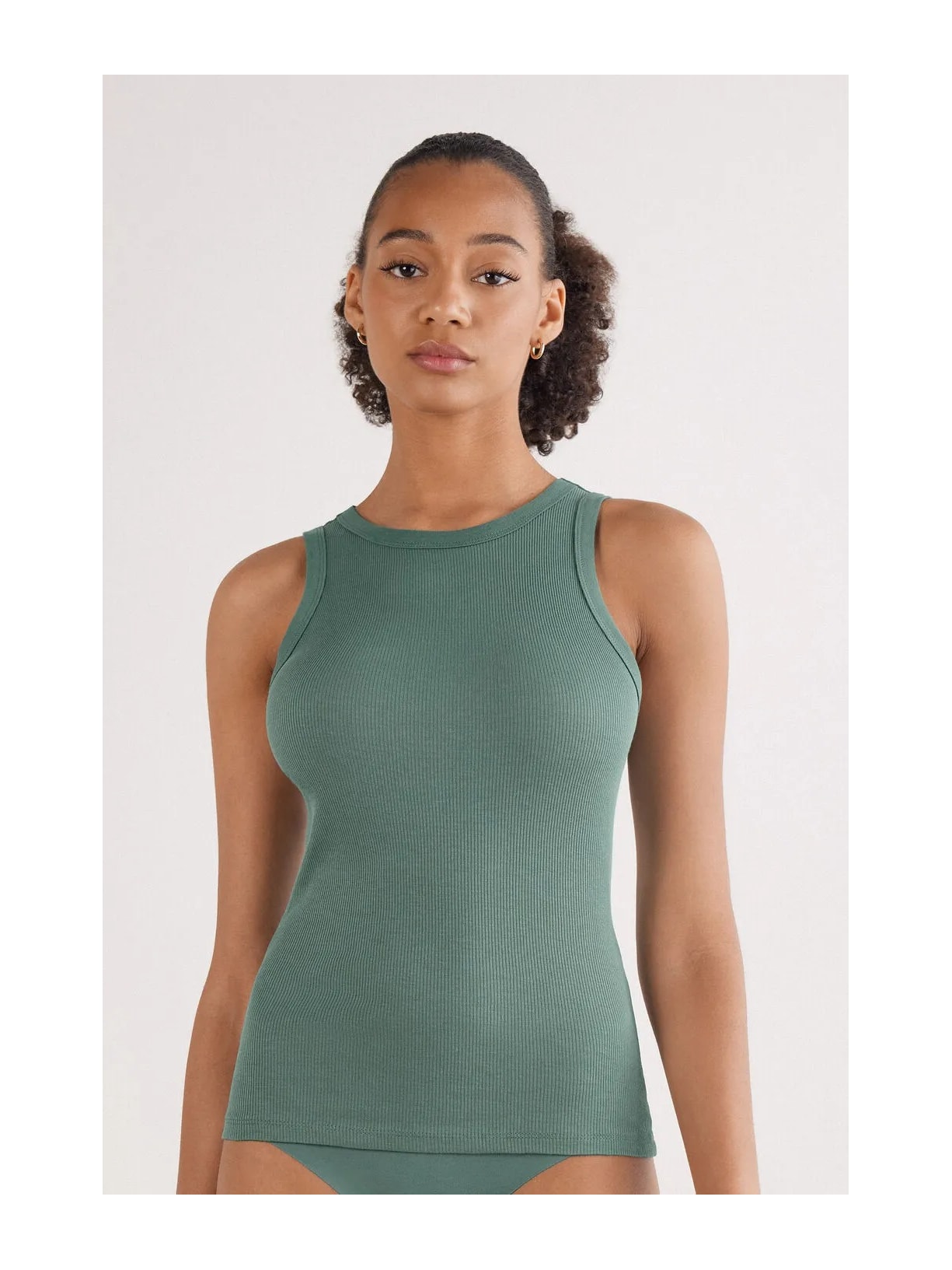 Regata Canelada Em Algodão Supima Verde Intimissimi