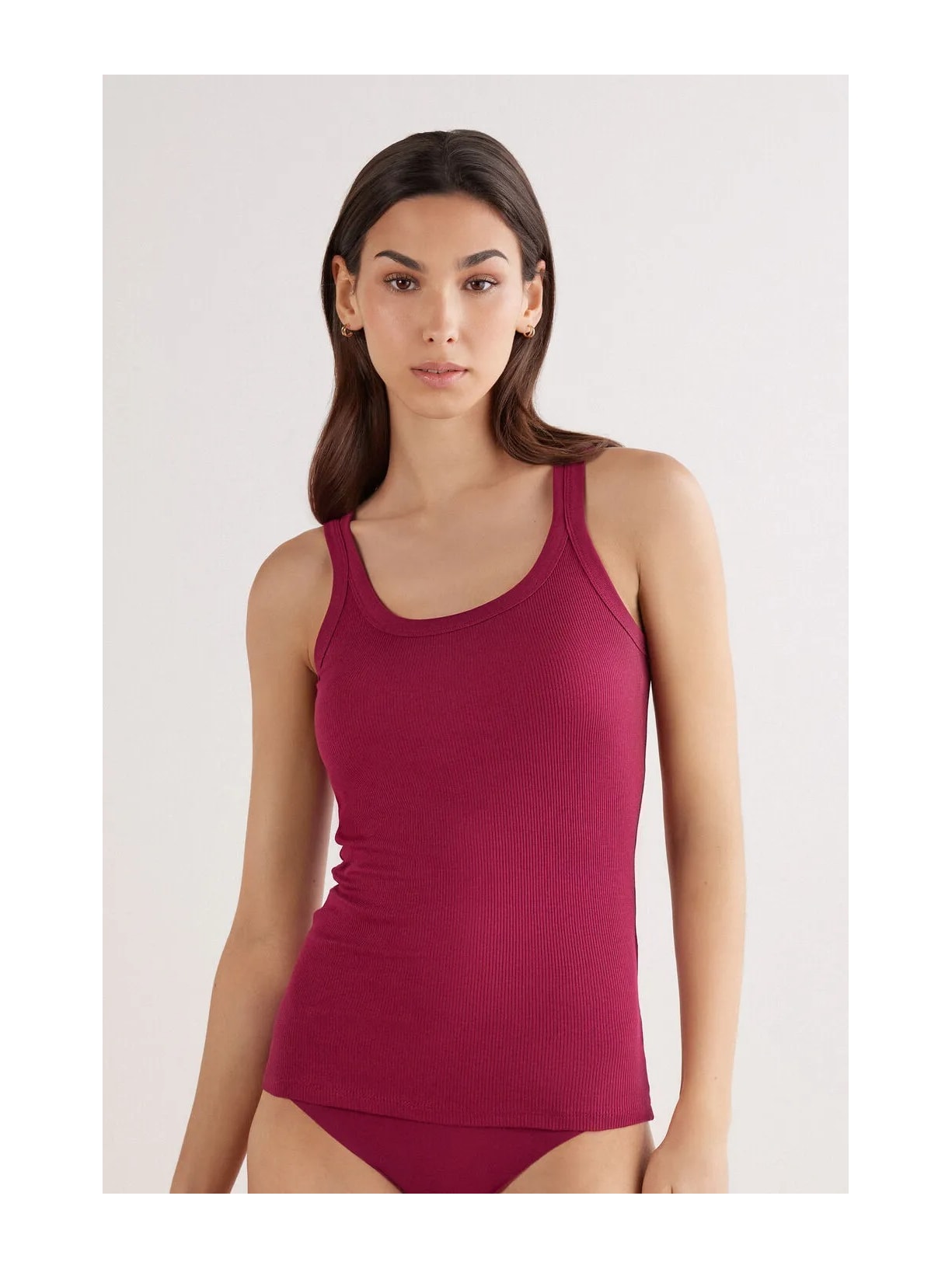 Regata Canelada Estilo Remador Em Algodão Supima Bordô Intimissimi