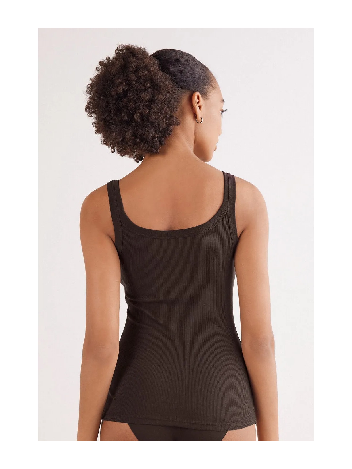 Regata Canelada Estilo Remador Em Algodão Supima Marrom Intimissimi