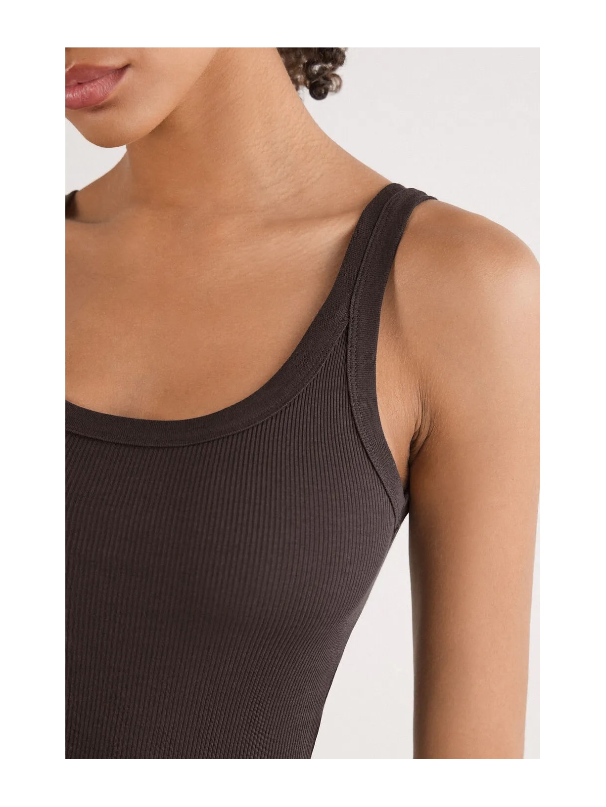 Regata Canelada Estilo Remador Em Algodão Supima Marrom Intimissimi