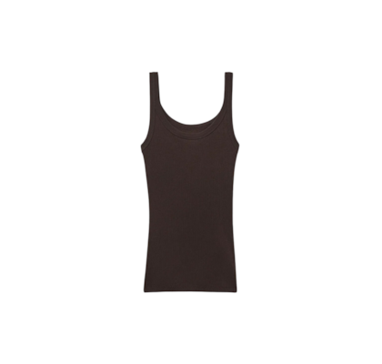 Regata Canelada Estilo Remador Em Algodão Supima - Marrom