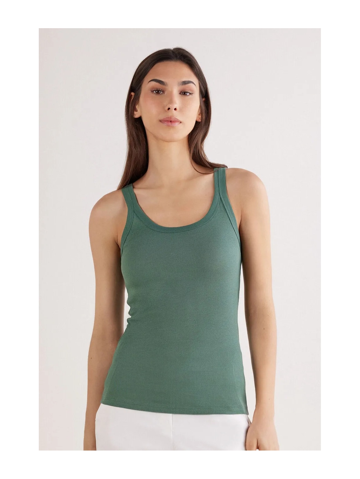 Regata Canelada Estilo Remador Em Algodão Supima Verde Intimissimi