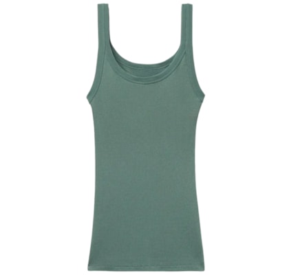 Regata Canelada Estilo Remador Em Algodão Supima - Verde