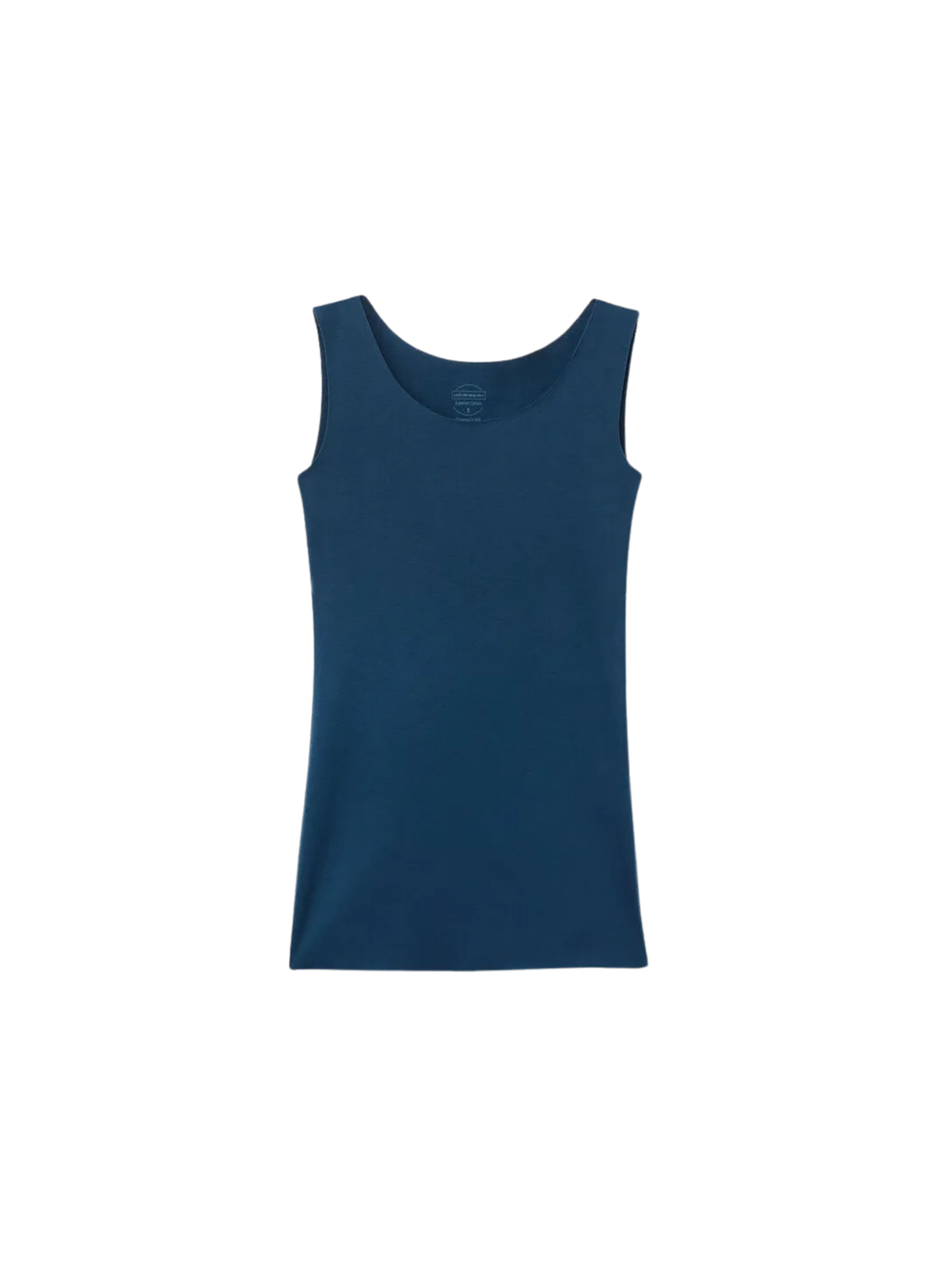 Regata Com Decote Redondo e Sem Costura Em Algodão - Azul