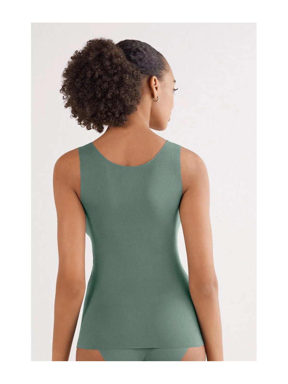 Regata Com Decote Redondo e Sem Costura Em Algodão Verde Intimissimi