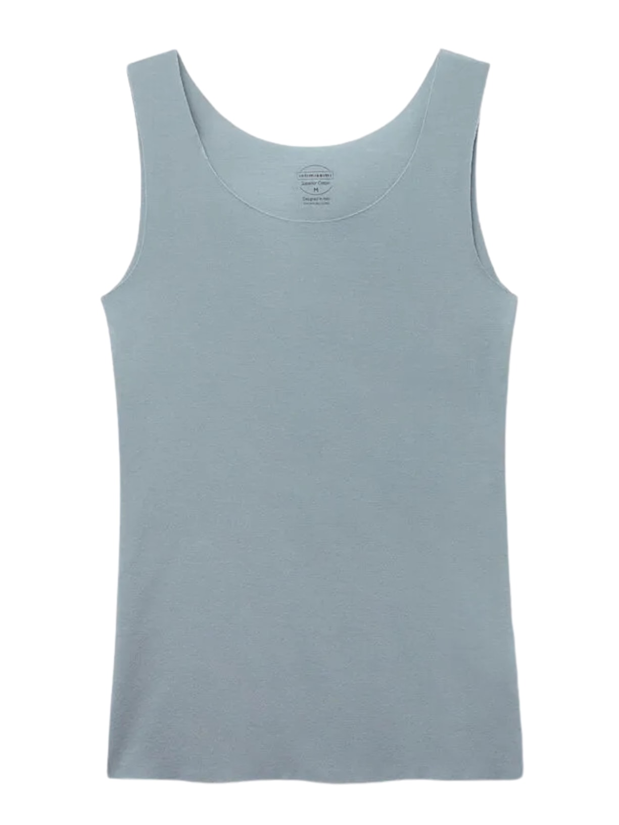 Regata Com Decote Redondo Em Algodão - Azul