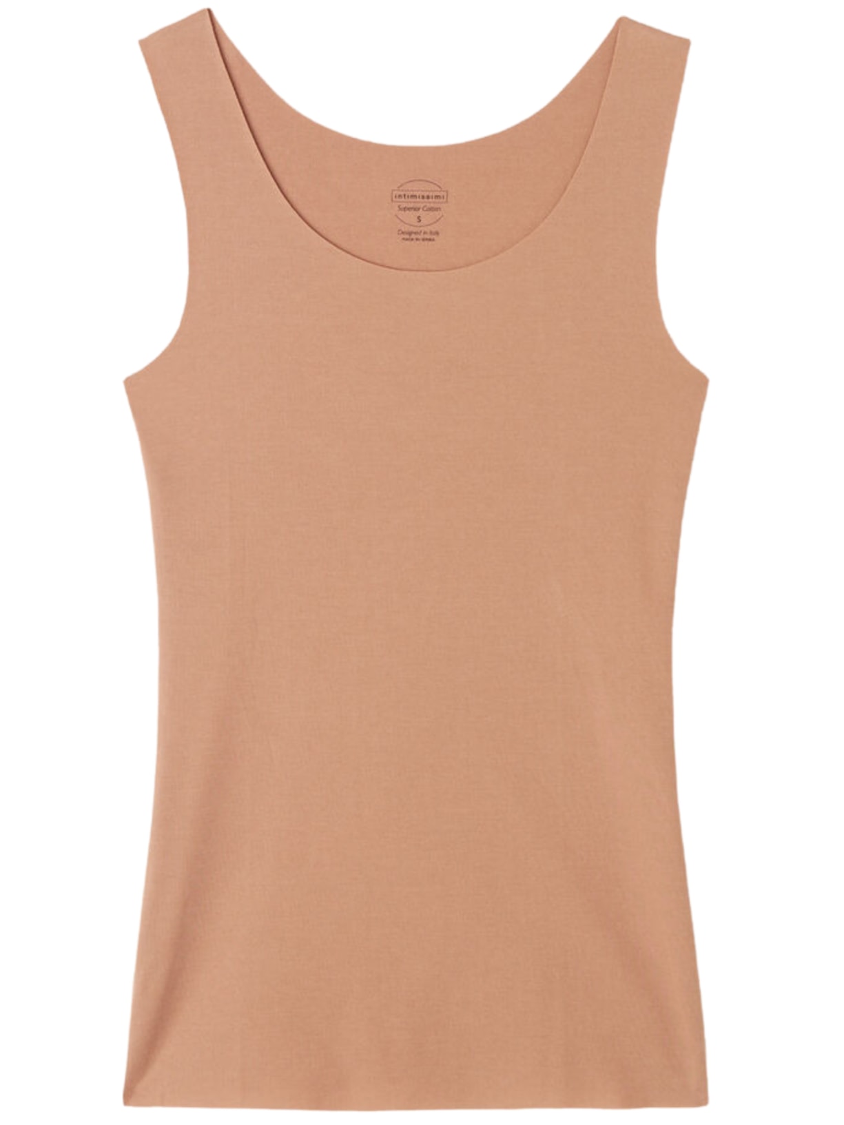 Regata Com Decote Redondo Em Algodão - Bege