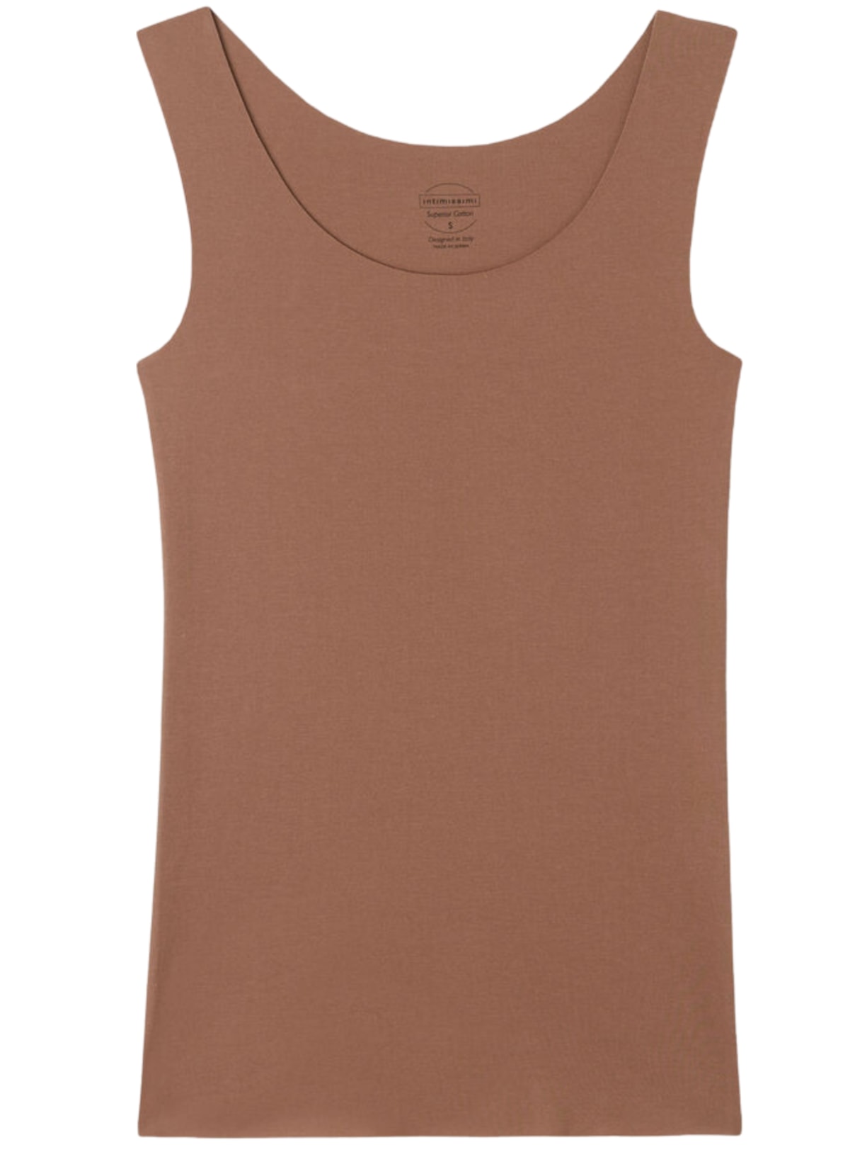 Regata Com Decote Redondo Em Algodão - Marrom