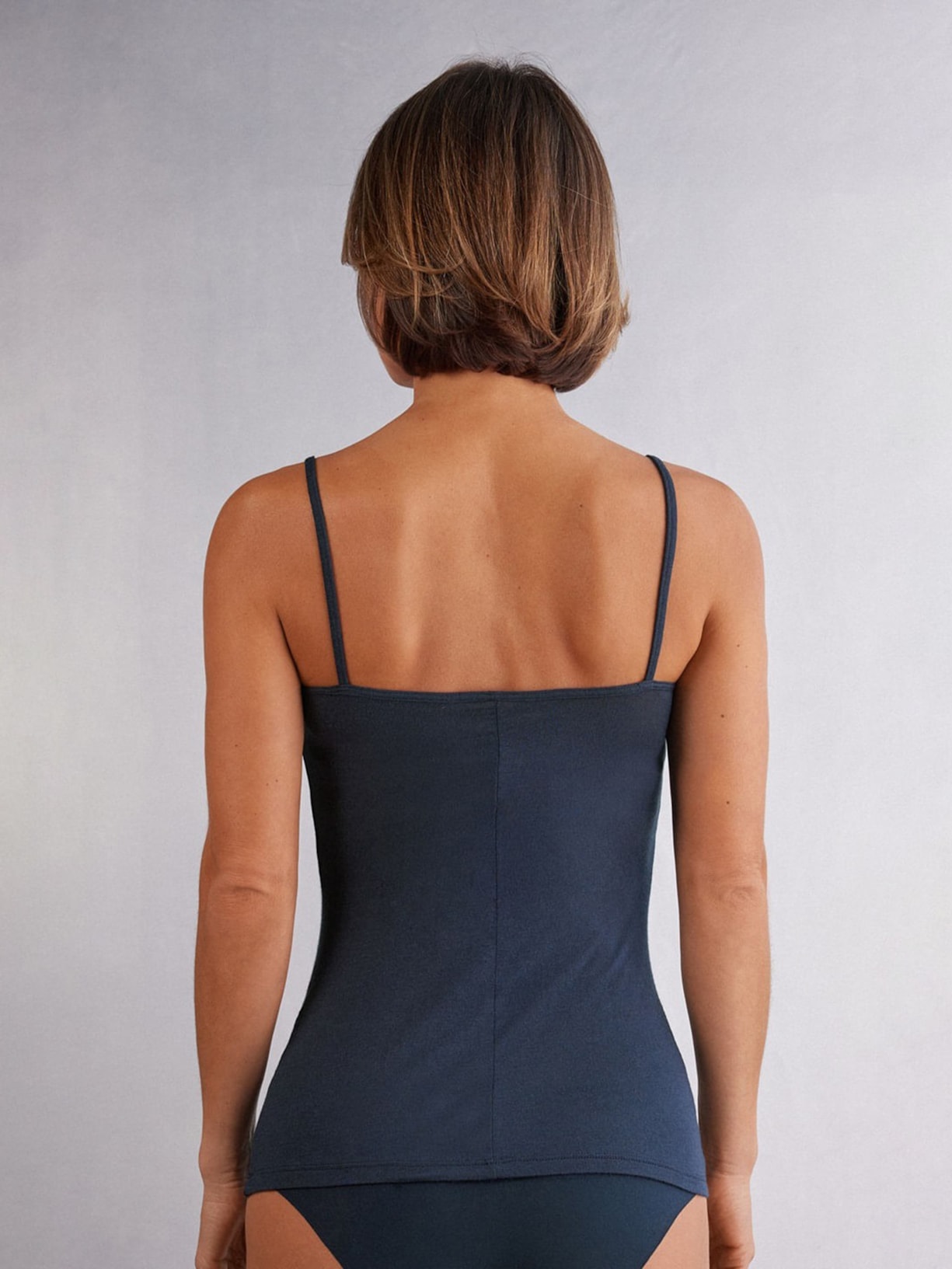 Regata Com Renda Em Modal Ultraleve Com Cashmere Azul Intimissimi